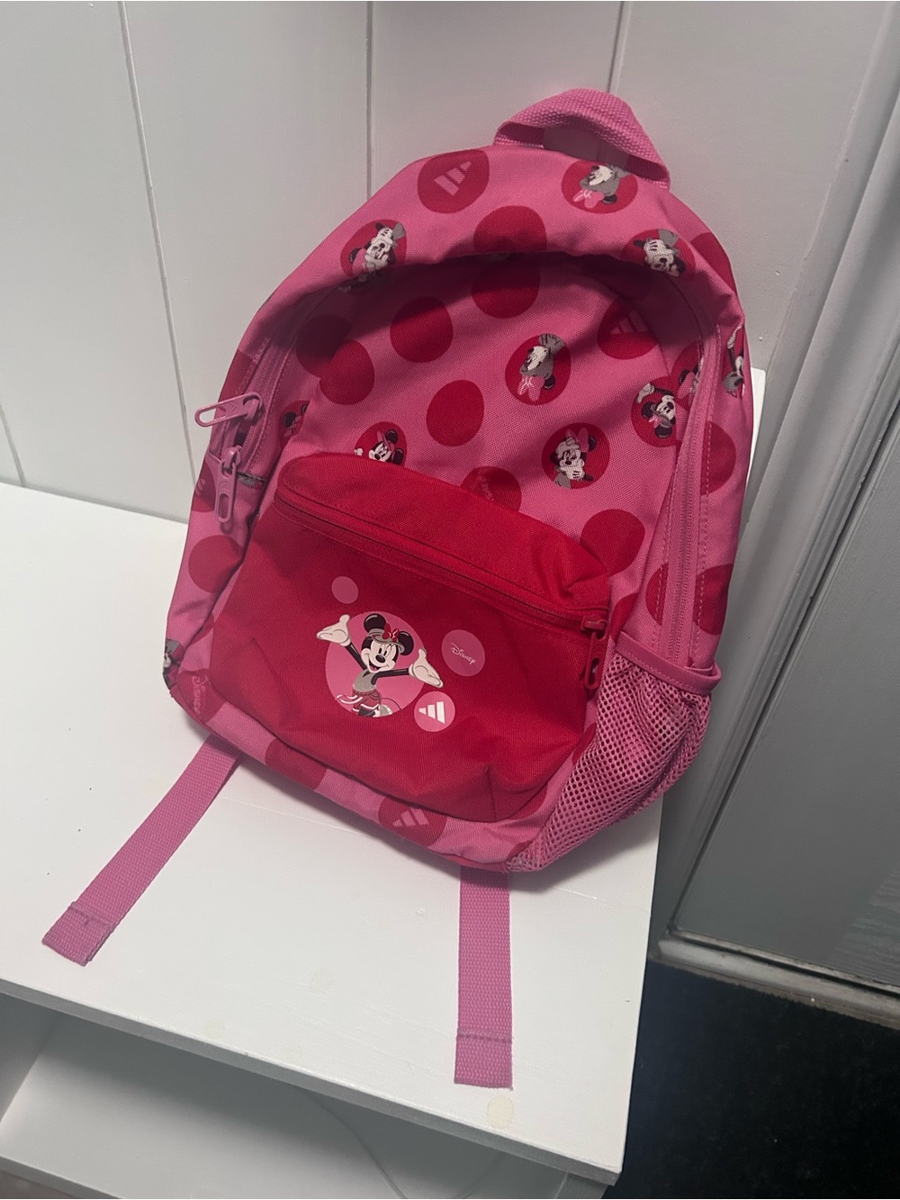 Adidas x Disney Pink Minnie Mouse Kids Backpack with Polka Dot Print